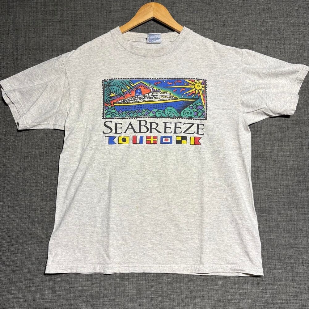 Vintage 90s Seabreeze Florida All Sport International gray cotton t-shirt sz L